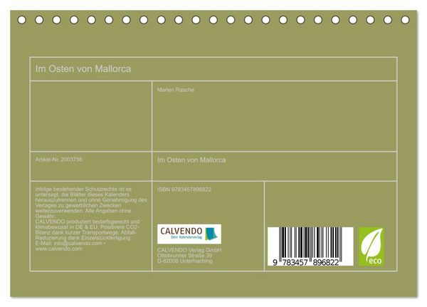 Produktbild: Im Osten von Mallorca (Tischkalender 2026 DIN A5 quer), CALVENDO Monatskalender