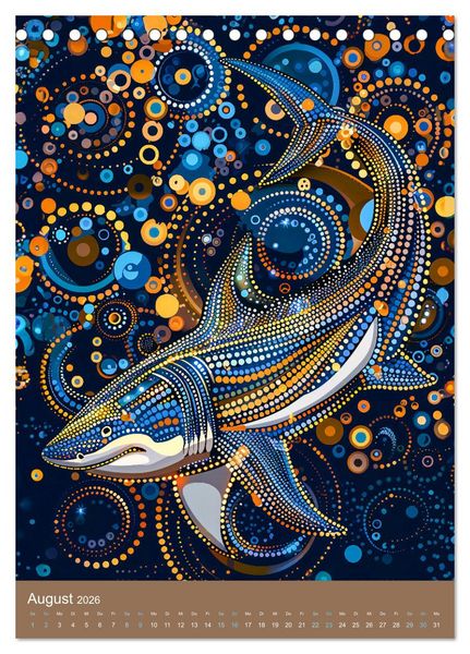 Produktbild: Wildes Australien - Tiere im Stile der Aborigine-Kunst (Tischkalender 2026 DIN A5 hoch), CALVENDO Monatskalender