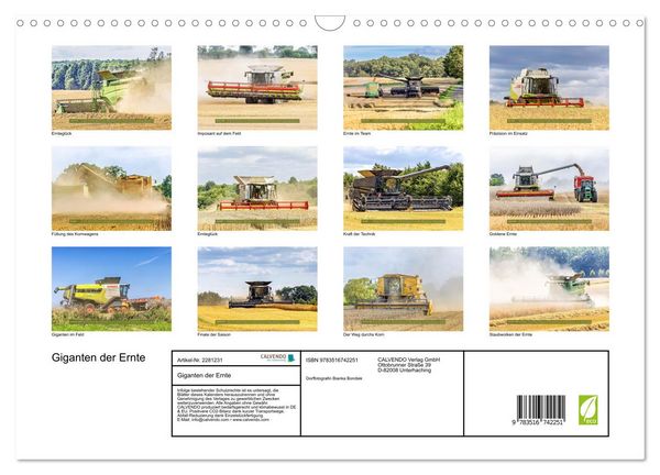 Produktbild: Giganten der Ernte (Wandkalender 2026 DIN A3 quer), CALVENDO Monatskalender