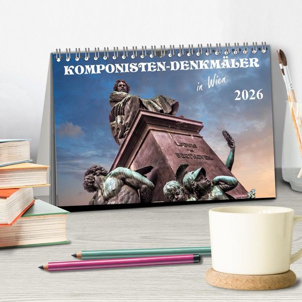 Produktbild: Komponisten-Denkm&auml;ler in Wien (Tischkalender 2026 DIN A5 quer), CALVENDO Monatskalender