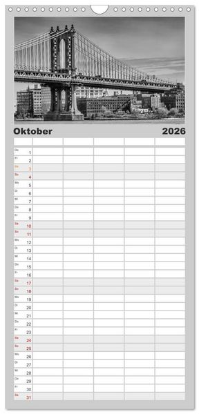 Produktbild: Familienplaner 2026 - NEW YORK Urbaner Flair mit 5 Spalten (Wandkalender, 21 x 45 cm) CALVENDO