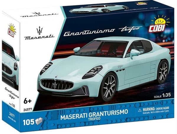 COBI Maserati 24577 - Maserati GranTurismo Trofeo, blau, Bausatz 1:35, 105 Klemmbausteine