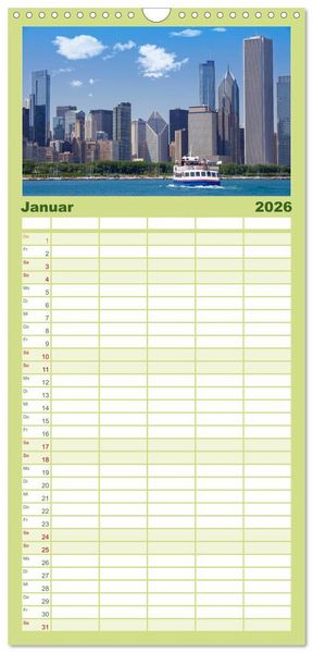 Produktbild: Familienplaner 2026 - CHICAGO Stadtzentrum mit 5 Spalten (Wandkalender, 21 x 45 cm) CALVENDO