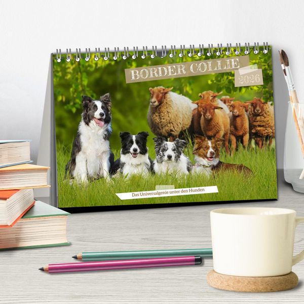 Produktbild: Border Collie - Das Universalgenie unter den Hunden (Tischkalender 2026 DIN A5 quer), CALVENDO Monatskalender