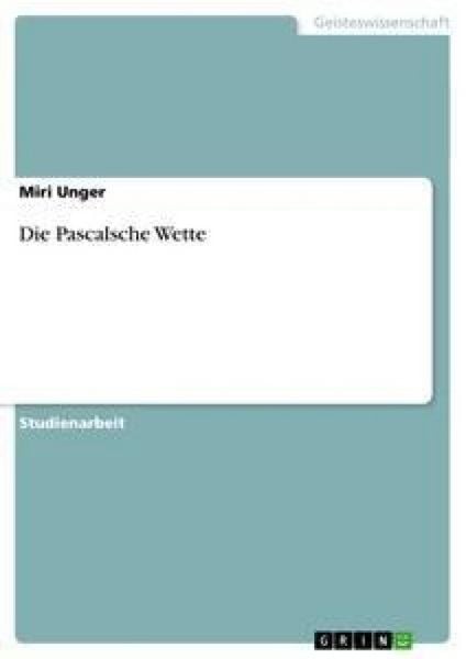 Produktbild: Die Pascalsche Wette