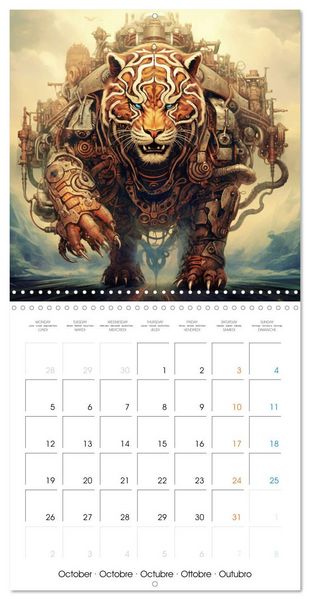 Produktbild: Cr&eacute;atures r&eacute;tro-m&eacute;caniques (Calendrier mural carr&eacute; 2026 30x30 cm) Calendrier double avec une page pour vos prises de notes