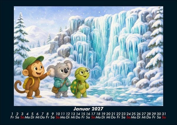 Produktbild: Wasserf&auml;lle der Fantasie mit Milo, Kiki & Taz 2027 Fotokalender DIN A5