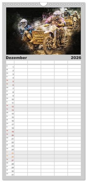 Produktbild: Familienplaner 2026 - Seitenwagen Motocross mit 5 Spalten (Wandkalender, 21 x 45 cm) CALVENDO
