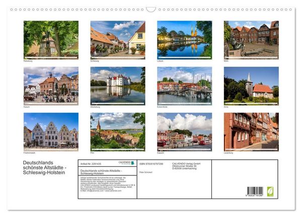 Produktbild: Deutschlands sch&ouml;nste Altst&auml;dte - Schleswig-Holstein (Wandkalender 2027 DIN A2 quer), CALVENDO Monatskalender