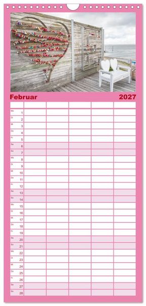 Produktbild: Familienplaner 2027 - Liebesschl&ouml;sser, Ich liebe Dich mit 5 Spalten (Wandkalender, 21 x 45 cm) CALVENDO