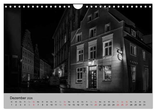 Produktbild: Hansestadt Stralsund bei Nacht (mit GPS-Koordinaten) (Wandkalender 2026 DIN A4 quer), CALVENDO Monatskalender