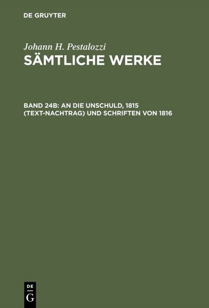 Produktbild: An die Unschuld, 1815 (Text-Nachtrag) und Schriften von 1816