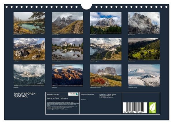 Produktbild: NATUR SP&Uuml;REN - S&Uuml;DTIROL (Wandkalender 2027 DIN A4 quer), CALVENDO Monatskalender
