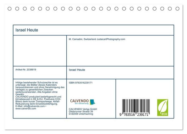 Produktbild: Israel Heute (Tischkalender 2026 DIN A5 quer), CALVENDO Monatskalender