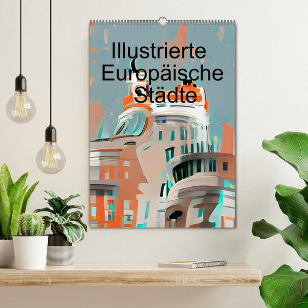 Produktbild: Illustrierte Europ&auml;ische St&auml;dte (Wandkalender 2026 DIN A2 hoch), CALVENDO Monatskalender