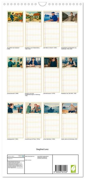 Produktbild: Familienplaner 2026 - Siegfried Lenz mit 5 Spalten (Wandkalender, 21 x 45 cm) CALVENDO