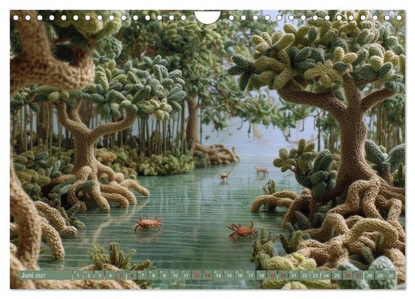 Produktbild: Textile Naturwelten. Amigurumi-&Ouml;kosysteme zZwischen Polarmeer und Savanne (Wandkalender 2027 DIN A4 quer), CALVENDO Monatskalender