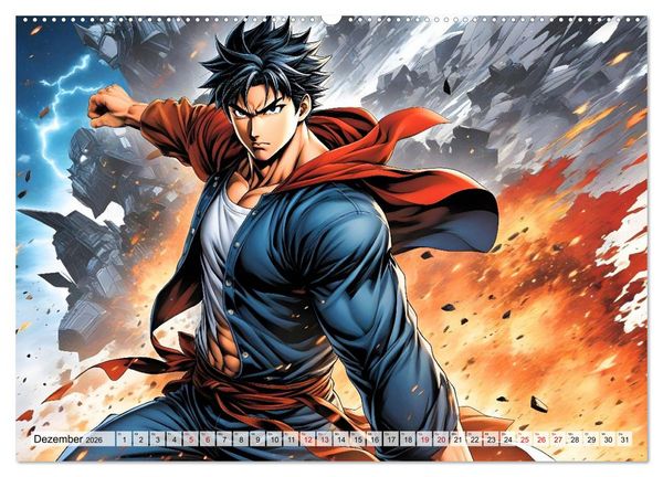 Produktbild: Manga Action Heroes (hochwertiger Premium Wandkalender 2026 DIN A2 quer), Kunstdruck in Hochglanz