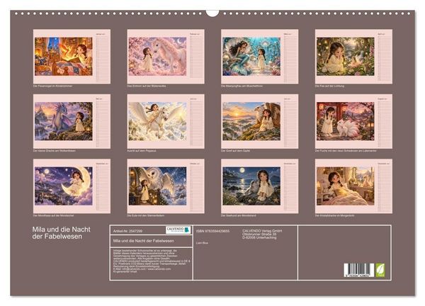 Produktbild: Mila und die Nacht der Fabelwesen (Wandkalender 2027 DIN A2 quer), CALVENDO Monatskalender