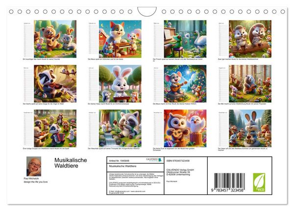 Produktbild: Musikalische Waldtiere (Wandkalender 2026 DIN A4 quer), CALVENDO Monatskalender