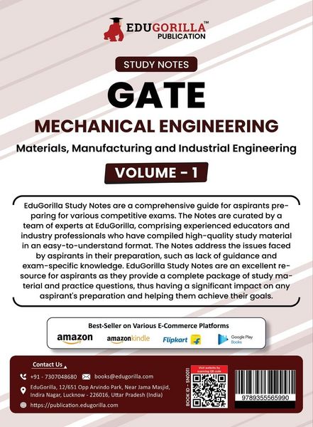 Produktbild: GATE Mechanical Engineering Materials, Manufacturing and Industrial Engineering (Vol 1) Topic-wise Notes | A Complete Preparation Study Notes with Sol