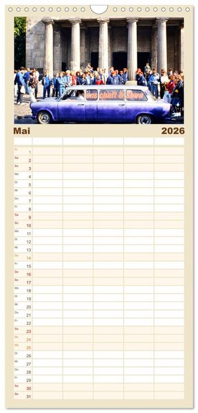 Produktbild: Familienplaner 2026 - Trabi-Land DDR mit 5 Spalten (Wandkalender, 21 x 45 cm) CALVENDO
