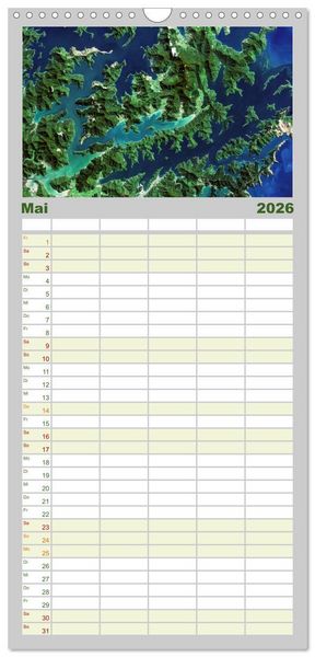 Produktbild: Familienplaner 2026 - Die Erde aus dem All mit 5 Spalten (Wandkalender, 21 x 45 cm) CALVENDO
