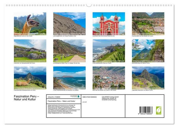 Produktbild: Faszination Peru &ndash; Natur und Kultur (hochwertiger Premium Wandkalender 2026 DIN A2 quer), Kunstdruck in Hochglanz