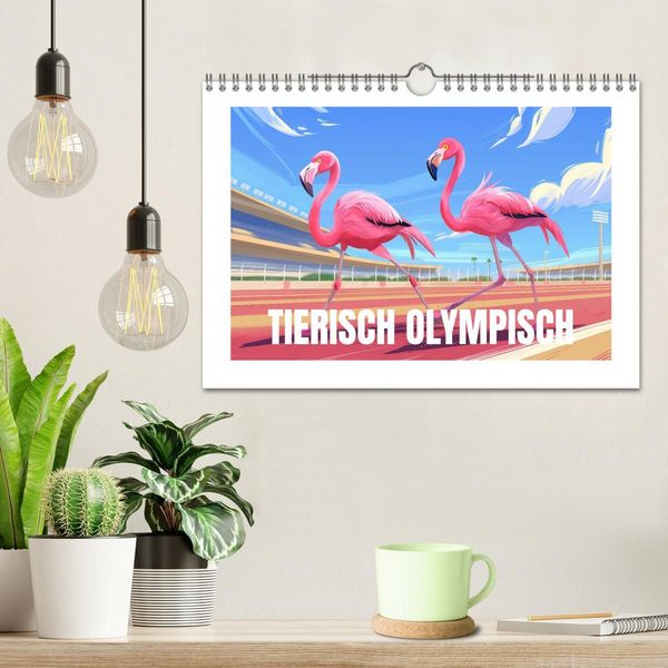 Produktbild: Tierische Olympioniken &ndash; Ein farbenfroher KI-Kalender (Wandkalender 2026 DIN A4 quer), CALVENDO Monatskalender