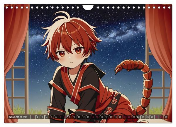 Produktbild: Manga Kalender Sternzeichen (Wandkalender 2026 DIN A4 quer), CALVENDO Monatskalender