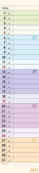 Produktbild: Planer Farbenfroh 2026 - Streifen-Kalender 11,3x49x5 cm - Küchenkalender - Wandplaner - Alpha Edition