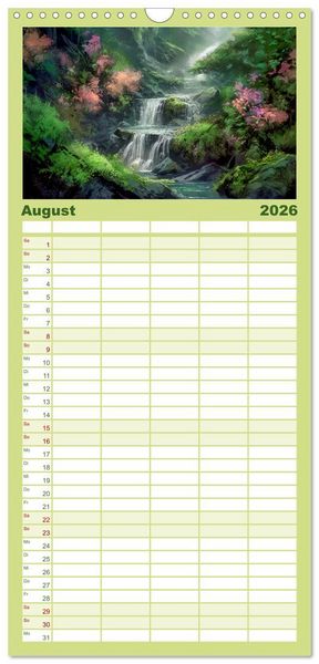 Produktbild: Familienplaner 2026 - Kaskaden - Die Poesie des Wassers mit 5 Spalten (Wandkalender, 21 x 45 cm) CALVENDO