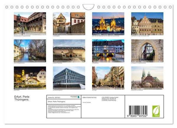 Produktbild: Erfurt. Perle Th&uuml;ringens. (Wandkalender 2026 DIN A4 quer), CALVENDO Monatskalender