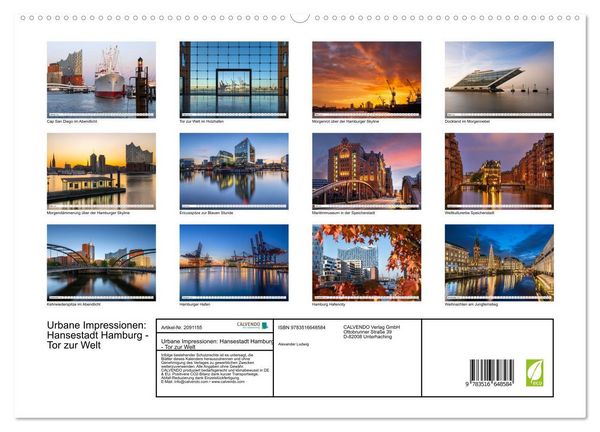 Produktbild: Urbane Impressionen: Hansestadt Hamburg - Tor zur Welt (hochwertiger Premium Wandkalender 2026 DIN A2 quer), Kunstdruck in Hochglanz
