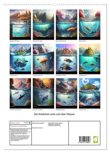 Produktbild: Die Sch&ouml;nheit unter und &uuml;ber Wasser (hochwertiger Premium Wandkalender 2026 DIN A2 hoch), Kunstdruck in Hochglanz