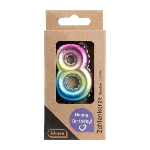 Produktbild: Idena Zahlenkerze 8 Regenbogen metallic