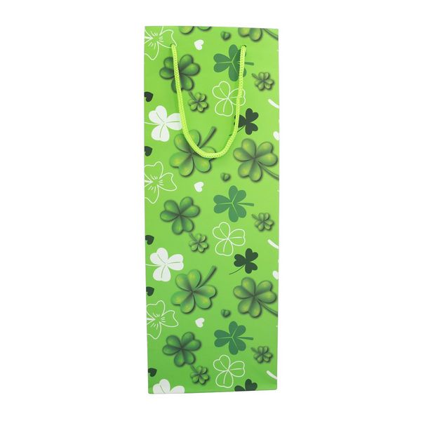 Produktbild: Idena Flaschentasche Gl&uuml;cksklee gr&uuml;n 12x35x9cm 128g/m&sup2;