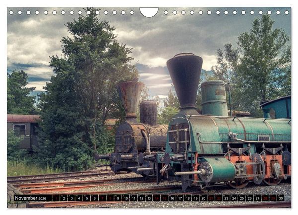 Produktbild: Lokomotiven und Wagen - Verfallen und vergessen auf dem Abstellgleis (Wandkalender 2026 DIN A4 quer), CALVENDO Monatskalender