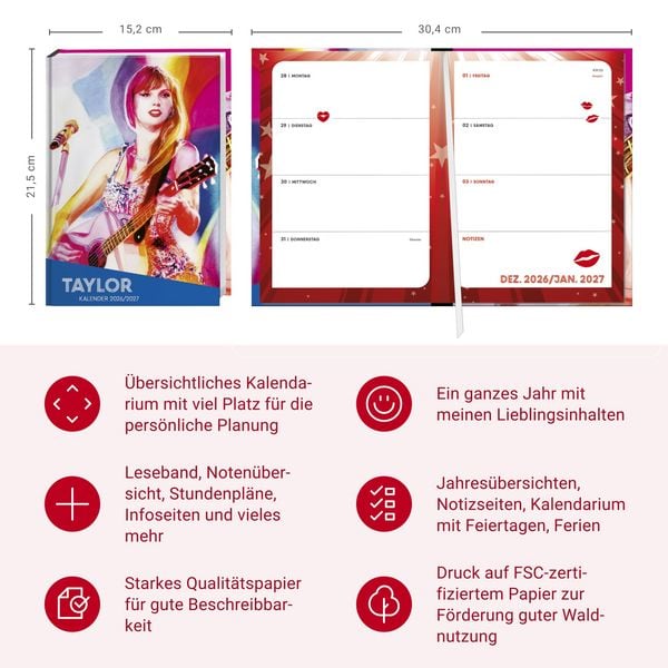Produktbild: Taylor 17-Monats-Kalenderbuch A5 2027 - 17 Monate. Von August 2026 bis Dezember 2027