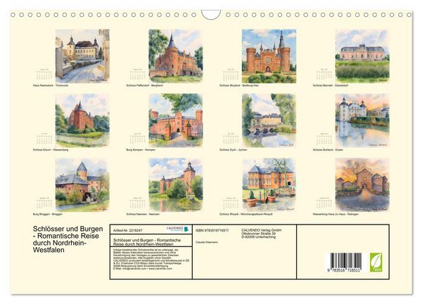 Produktbild: Schl&ouml;sser und Burgen - Romantische Reise durch Nordrhein-Westfalen (Wandkalender 2026 DIN A3 quer), CALVENDO Monatskalender