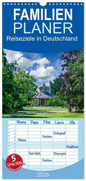 Familienplaner 2026 - Reiseziele in Deutschland mit 5 Spalten (Wandkalender, 21 x 45 cm) CALVENDO