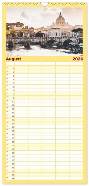 Produktbild: Familienplaner 2026 - Italien - einzigartige Motive mit 5 Spalten (Wandkalender, 21 x 45 cm) CALVENDO