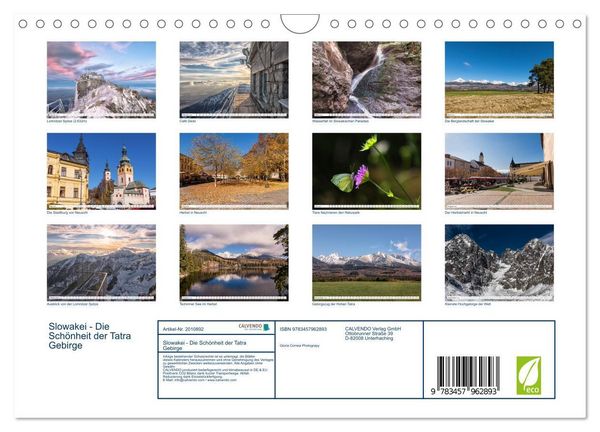 Produktbild: Slowakei - Die Sch&ouml;nheit der Tatra Gebirge (Wandkalender 2026 DIN A4 quer), CALVENDO Monatskalender