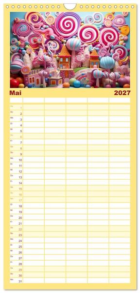 Produktbild: Familienplaner 2027 - Zuckertr&auml;ume im Candyland mit 5 Spalten (Wandkalender, 21 x 45 cm) CALVENDO