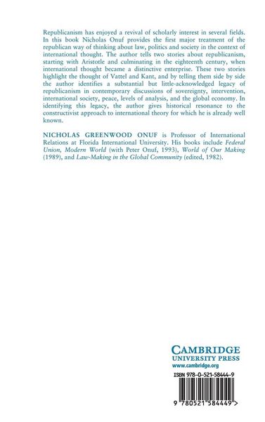 Produktbild: The Republican Legacy in International Thought