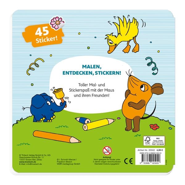 Produktbild: Tr&ouml;tsch Die Maus Stickermalbuch Malbuch mit Stickern