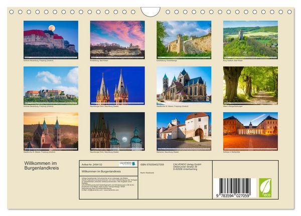 Produktbild: Willkommen im Burgenlandkreis (Wandkalender 2027 DIN A4 quer), CALVENDO Monatskalender