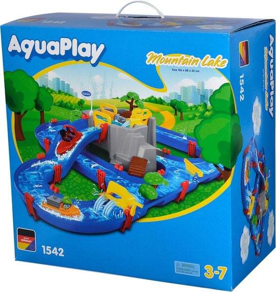 Produktbild: AquaPlay - Wasserbahn Set Bergsee - 42-teiliges Spieleset mit Bergsee, Wasserfall und geheimer H&ouml;hle, Wasserspielspa&szlig; inkl. 3 Tierfiguren, 2 Booten, ab 3 Jahren