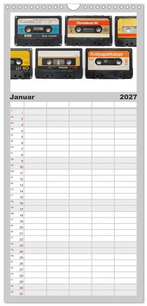 Produktbild: Familienplaner 2027 - Audio Tapes mit 5 Spalten (Wandkalender, 21 x 45 cm) CALVENDO