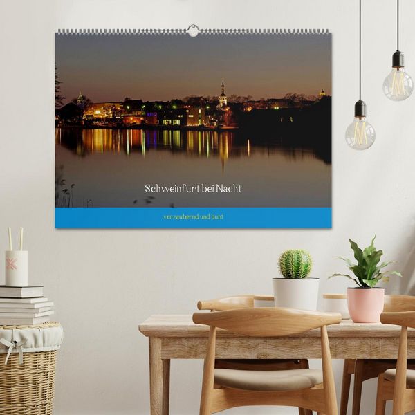 Produktbild: Schweinfurt bei Nacht verzaubernd und bunt (Wandkalender 2026 DIN A2 quer), CALVENDO Monatskalender
